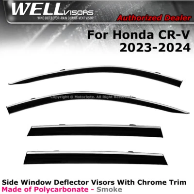 WELLvisors Window Visors For 2023-2024 Honda CR-V CRV w/ Chrome Trim 3-847HD046 - Image 1 of 4