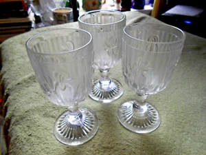 Three Wine Glasses JEANNETTE Glass IRIS 1928-32 4.25" h EAPG - Picture 1 of 6