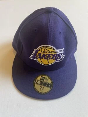 Los Angeles Lakers Hat Cap Size 7 3/8 Fitted New Era 59Fifty Cap Hat Purple Fan - Image 1 of 4