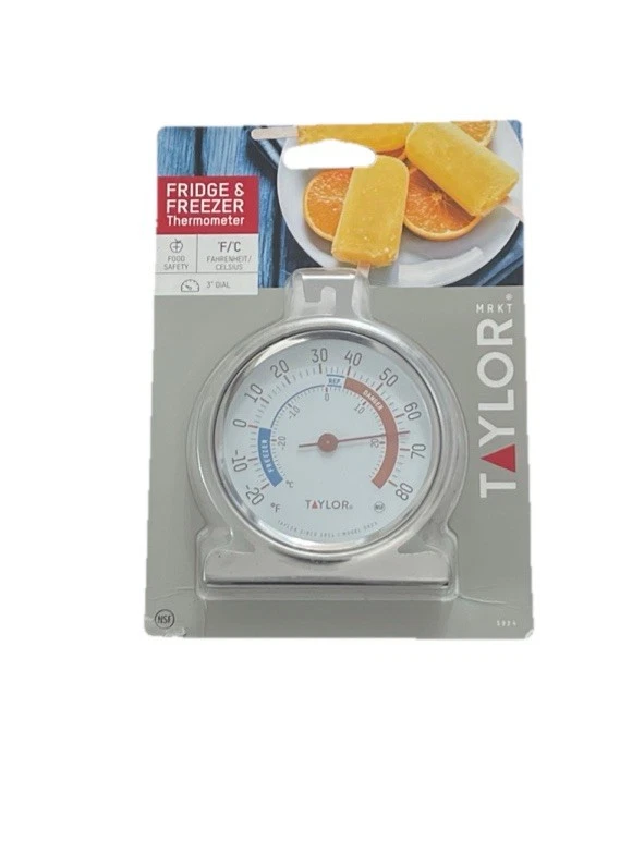 Taylor 5924 Large Dial Kitchen Refrigerator and Freezer Analog Thermometer 3-In