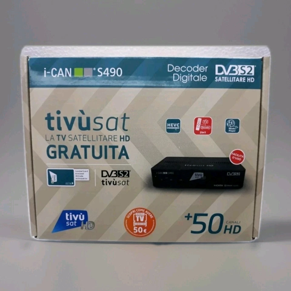 DECODER HD SATELLITARE TIVÙSAT I-CAN TVSAT S490  SMART CARD INCLUSA - Bild 1 von 1