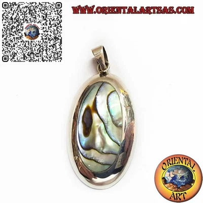 Ciondolo in argento  925 ‰ con Paua Shell (Abalone) Ovale medio a Bordo Liscio - Immagine 1 di 4