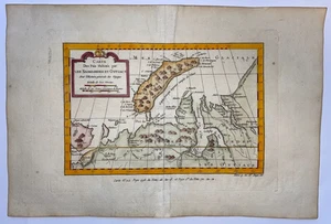 NOVA ZEMLYA RUSSIA 1758 NICOLAS BELLIN ANTICA MAPPA INCISA - Foto 1 di 6