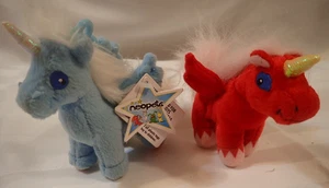Neopets Clip On Blue Unicorn Plus McDonald's Red Unicorn - Picture 1 of 9