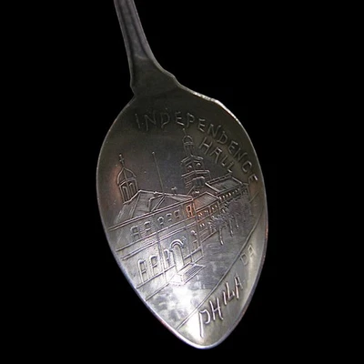 Cuchara de recuerdo de plata esterlina Philadelphia Independence antigua vintage pequeña Foto 1 de 4