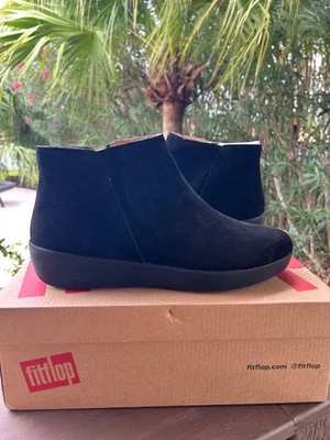 FitFlop Sumi Black Suede Ankle Zipper Boots Size 8.5 Brand New in Box - Image 1 of 4