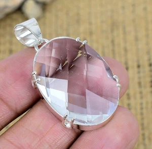 Appealing White Topaz Gemstone Handmade 925 Sterling Silver Pendant Jewelry - Picture 1 of 4