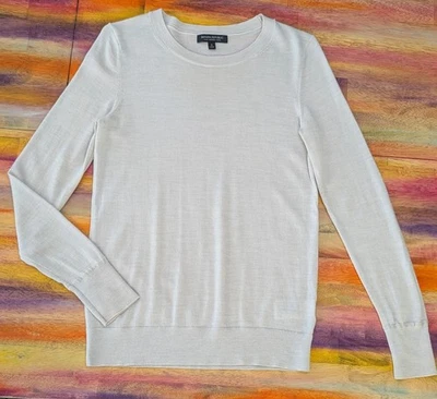⭐Suéter Mujer Banana Republic 100% LANA MERINO Pullover Manga Larga Gris S Foto 1 de 4