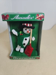 Vintage Annalee Schneemann Ornament in Box mit roter Schaufel Weihnachtsdekoration Box 5,75" - Bild 1 von 7
