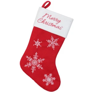 Medias Northlight 16" Rojo Blanco Feliz Navidad Copo de Nieve Bordado Navidad - Imagen 1 de 4