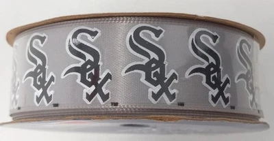 Chicago Baseball White Sox Ribbon MLB Craft 9ft. x .7/8" Wide Silver Vtg USA New - Image 1 of 4