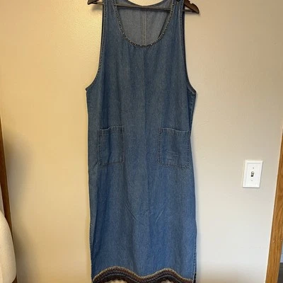 Винтажный джинсовый джемпер 90-х M с вышивкой бисером повседневный расслабленный богемное крестьянская прерия - Изображение 1 из 4