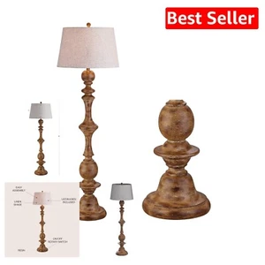 65" Touch-Controlled Resin LED Floor Lamp with Linen Shade - Energy Efficient - Picture 1 of 9