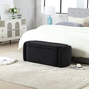 COOLMORE Storage Ottoman,Bedroom End Bench,Upholstered Fabric Storage Ottoman - Picture 1 of 12
