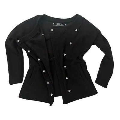 BNCI Blanc Noir Blazer Women Small Snap Jacket Office Casual Black Grunge Moto - Image 1 of 4