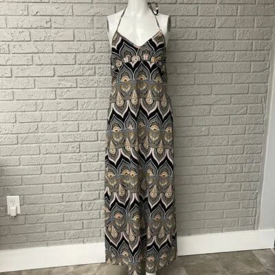 Maxi Vestido DKNY Jeans Estampado Paisley Multicolor Halter Talla M Foto 1 de 4