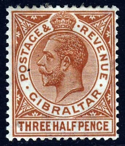 GIBRALTAR KG V 1922 1½d. Chestnut Watermark Mult Script CA SG 91 MINT - Picture 1 of 2
