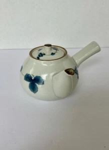 Vintage Japanese Teapot White Blue Grape Design Porcelain Side Handle 1-cup - Picture 1 of 8
