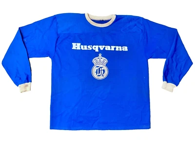 Vintage 60er HUSQVARNA blau Crown Crest Logo Kettensäge/Motorrad Sweatshirt - XL - Bild 1 von 4