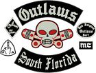 Full Set Outlaws South Florida Forgives Biker Patch Embroidery Iron On Rider