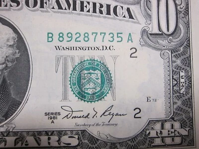 1981A $10 FRN #B89287735A - Image 1 of 4