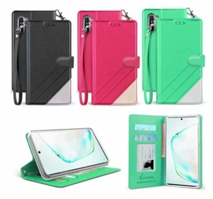 Premium Folio Wallet Flip Kickstand (2-Tone) Case for Google Pixel Smart Phones - Picture 1 of 5