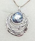 PZ 925 Sterling Silver Giant Roman Glass Pendant 20 Inch Chain Necklace 27g.
