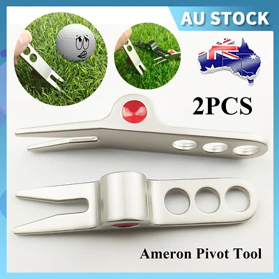 2X Golfs Ball Marker mark Divot Pivot Repair Tools Repairer New Tools Silver AU - image 1 of 4