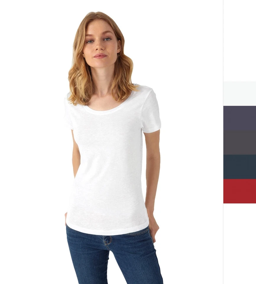 B&C Damen Slub T-Shirt Baumwolle organisch bedruckbar TW047 Slub /women NEU - Bild 1 von 1