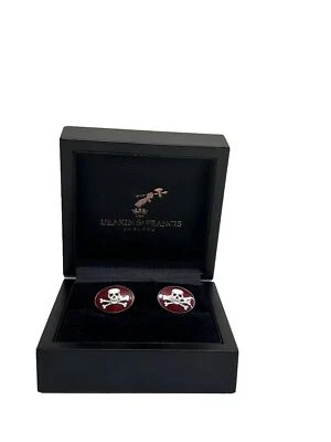 Deakin & Francis Sterling Silver Skull Crossbone Enamel Men's Cufflinks - Image 1 of 4