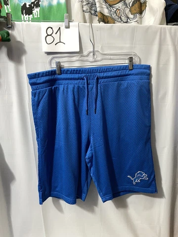 DETROIT LIONS Polyester Jersey SHORTS Pockets Blue NFL  XL draw strings Cover
