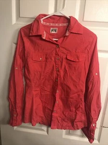 Converse Button Front Shirt Women's Medium Long Sleeve Pink100%Cotton Casual Top - Picture 1 of 3