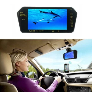7" TFT LCD Screen Car Rear View Bluetooth Mirror Monitor 800*480 USB MP5 FM SD - Picture 1 of 12