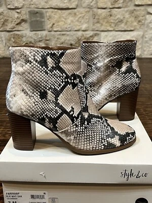 Botines STYLE & CO Estampado Serpiente Tacón Bloque Talla 7 Foto 1 de 4