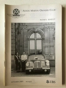 Austin Martin Owners Club News Sheet Sept 2001 #631 221D - Imagen 1 de 2