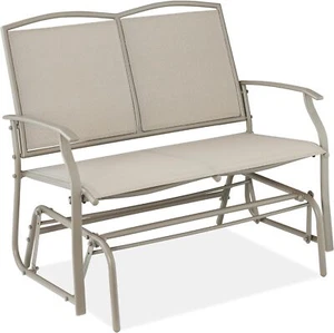 2-Person Outdoor Patio Swing Glider Steel Bench Loveseat Rocker for Deck - Picture 1 of 6