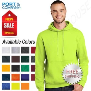 Port & Company 9oz Mens Pullover Hooded Sweatshirt Front Pockets PC90H - Picture 1 of 41