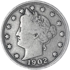 1902 (P) Liberty V Nickel Nearly Full LIBERTY Very Good VG+ See Pics V050 - Picture 1 of 3
