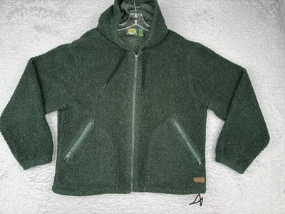 Cabela's For Women Jacket Womens M Green Sherpa Fleece Full Zip Hooded Pockets - Image 1 of 4