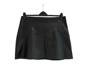 Primark Black PU Leather Skirt Size 16 Side Zip Fastening Stitch Detail Short - Picture 1 of 6
