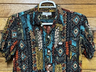 VINTAGE GUESS by Georges Marciano Shirt Mens med Made USA Geometric Print 90s - Image 1 of 4