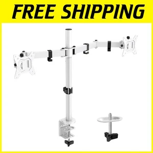White Desk Mount for Two 32" Monitors, Fully Adjustable - Picture 1 of 8