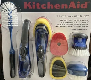 New KitchenAid 7 Piece Sink Brush Set Soap Dispensing Brush RARE KC818FPASS - Picture 1 of 2