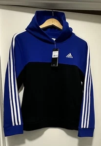 NUEVO CON ETIQUETAS Adidas Niños Talla L Grande 14/16 Azul/Negro Mezcla de Algodón Sudadera con Capucha - Imagen 1 de 8