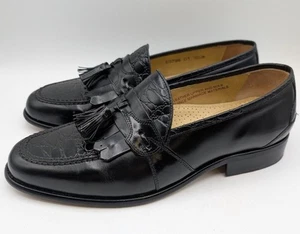 Stacy Adams - Men's - Black Leather Tasselled Loafers - UK Size 9.5 - Picture 1 of 5
