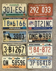 Paquete de 10 placas rústicas/usadas de 10 estados diferentes - Imagen 1 de 11