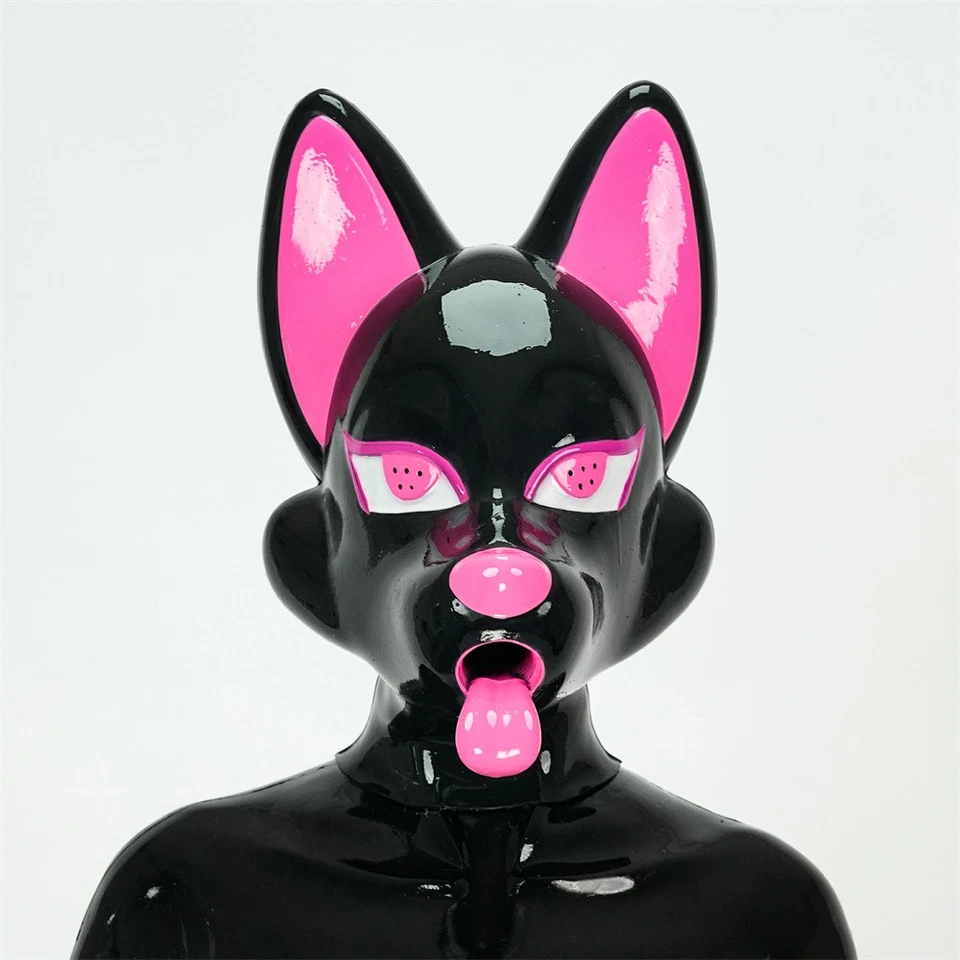 FETURAX BDSM Silicone Velvet Fox Pup Hood Mask Headgear For Cosplay Halloween - Image 1 of 4