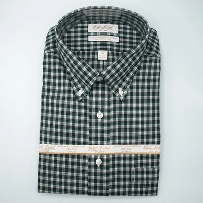 Roundtree & Yorke Gold Label Shirt 17-34 FULL FIT Green Black Plaid Non-Iron NWT - Image 1 of 4