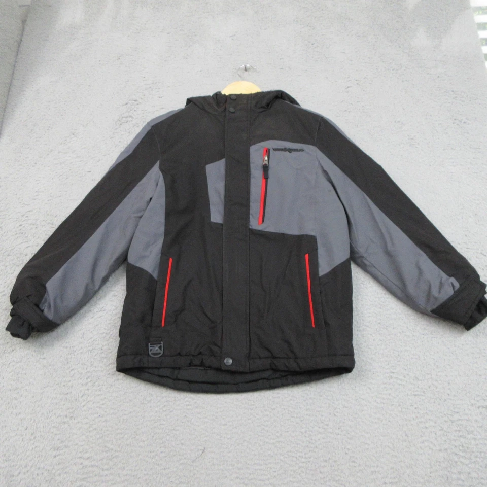 ZeroXposur Jacket Boys Medium 10/12 Black Gray Hooded Weather Resistant Ski - Image 1 of 4