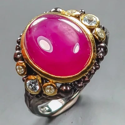 Handmade Star Ruby Ring 925 Sterling Silver Size 7.5 /R443447 - Image 1 of 4